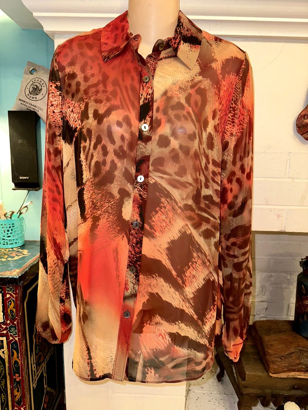 NWT DA NANG $238 SILK PRINT BLOUSE S